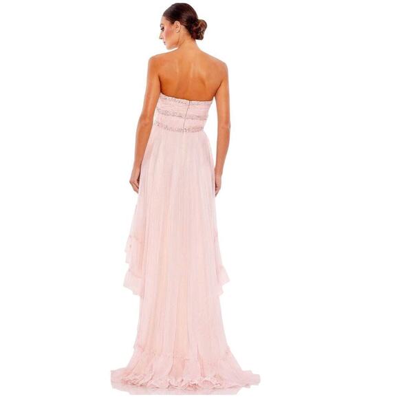 Mac Duggal Beaded Ruffle High Low Prom Gown in Ice Pink Size 4 NWT - Picture 6 of 12
